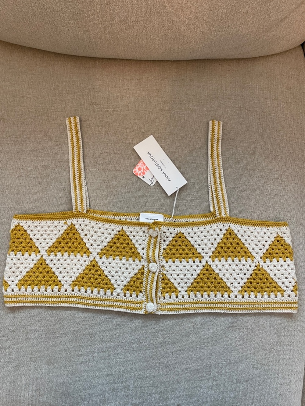 Anna Kosturova Maija Handmade Crochet Crop Top- Size XL - Picture 2 of 6